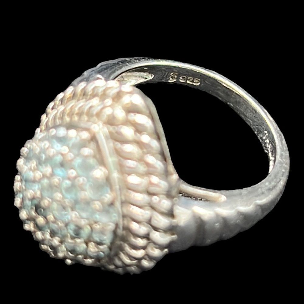 Blue Apatite Dome Ring Women’s Size 6 Sterling Silver 925 Jewelry Rope Outline - Picture 8 of 10
